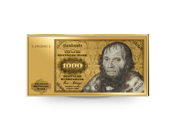 Goldmünze Motiv 1000 DM Banknote