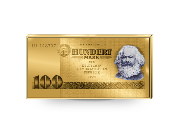 Goldbarren Motiv 100 DDR Schein