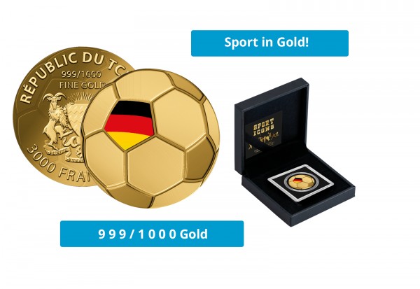 Goldmünze 999er Gold Motiv Fußball Deutschland- Serie Fußball