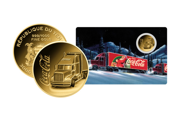 Goldmünze Coca Cola™ Truck in Coincard 999/1000 Gold