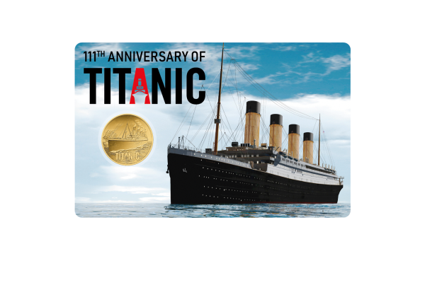 Goldmünze 999er Gold Titanic in Coincard