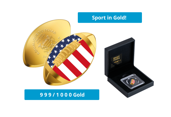 Geschenk Goldmünze American Football 999/1000 Gold