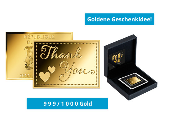 Goldbarren 999/1000 Gold Thank You