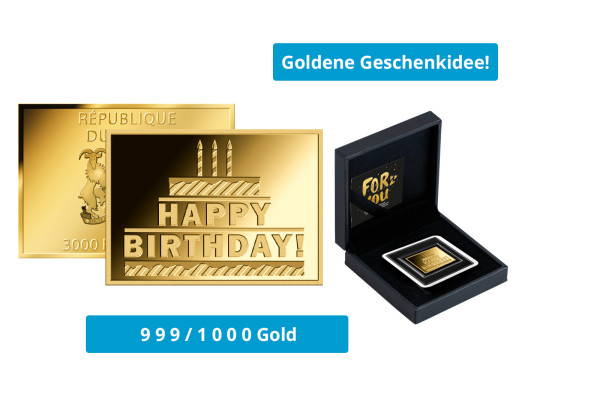 Geschenk Goldbarren Geburtstagskuchen 999/1000 Gold