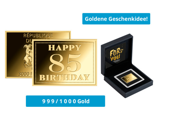 Goldbarren 85. Geburtstag 999/1000 Gold