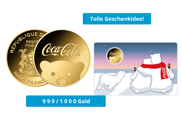 Goldmünze Coca Cola Polarbär in Coincard 999/1000 Gold