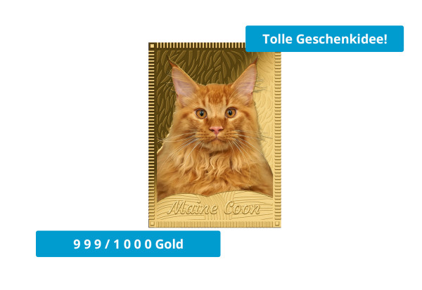 Goldbarren Maincoon Katze 999/1000 Gold