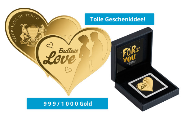 Goldmünze Heart Endless Love 999/1000 Gold