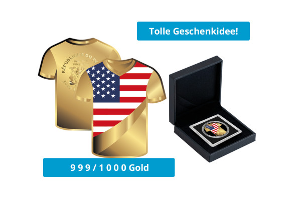 Geschenk Goldmünze Fußballtrikot USA 999/1000 Gold