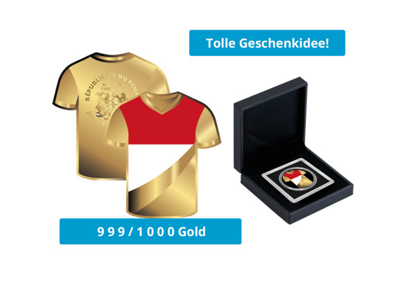 Geschenk Goldmünze Fußballtrikot Polen 999/1000 Gold