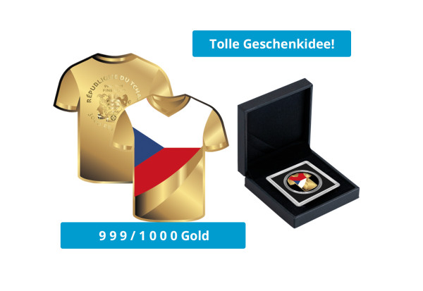Geschenk Goldmünze Fußballtrikot Tschechische Republik 999/1000 Gold