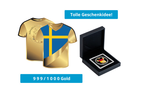 Goldmünze Fußballtrikot Schweden 999/1000 Gold