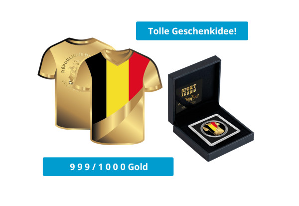 Goldmünze Fußballtrikot Belgien 999/1000 Gold