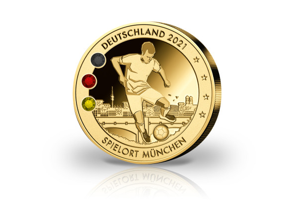 Gigantenprägung Europameisterschaft 2021 Spielort München mit 24 Karat Goldauflage