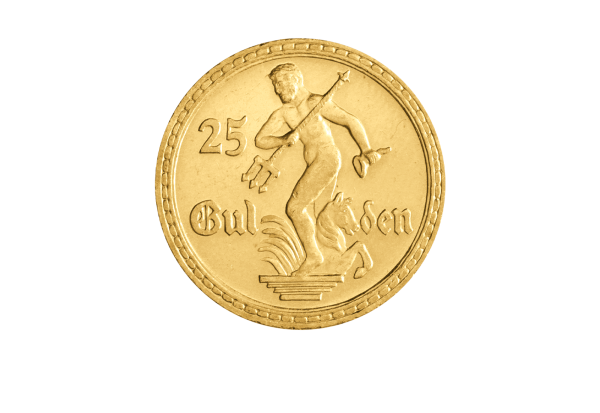 Danzig 25 Gulden Goldmünze 1930 Neptun st