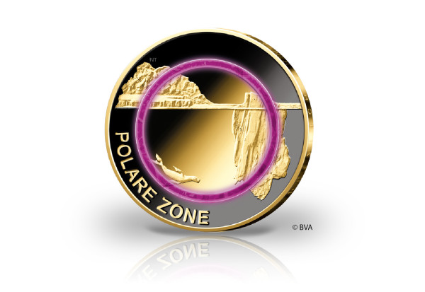 5 Euro 2021 Deutschland Polare Zone mit Rhodium und 24 Karat Goldauflage