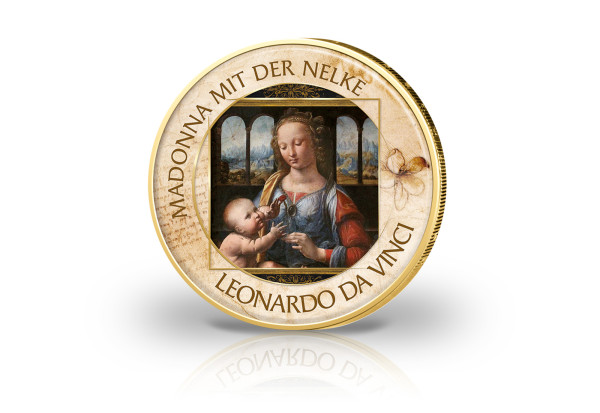 2 Euro Da Vinci Madonna mit der Nelke vergoldet mit Farbmotiv