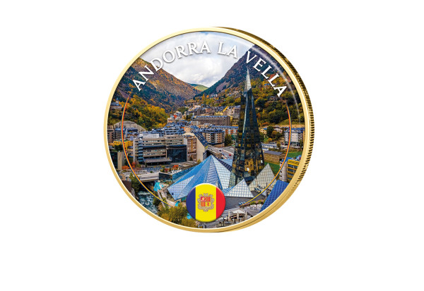 2 Euro vergoldet mit Farbmotiv Andorra la Vella - Andorra