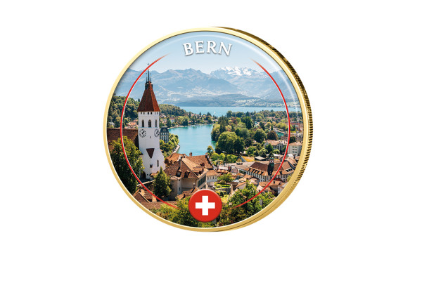 2 Euro vergoldet mit Farbmotiv Bern - Schweiz