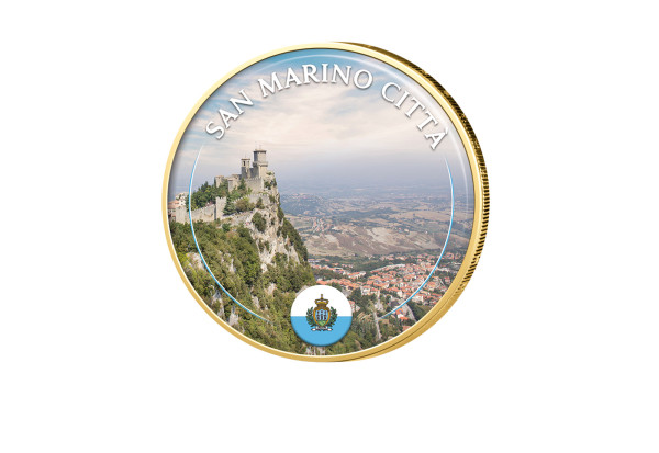 2 Euro vergoldet mit Farbmotiv San Marino Città - San Marino