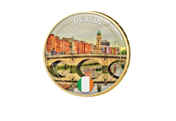 2 Euro vergoldet mit Farbmotiv Dublin - Irland