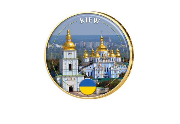 2 Euro vergoldet mit Farbmotiv Kiew - Ukraine