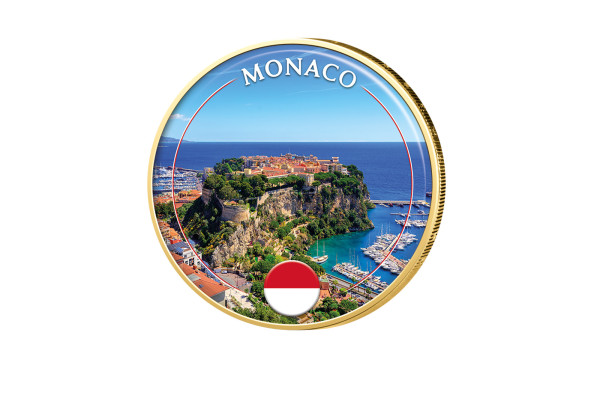 2 Euro vergoldet mit Farbmotiv Monaco - Monaco