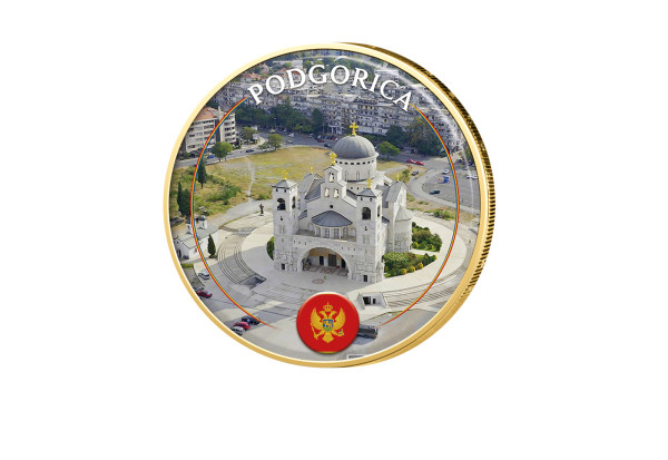 2 Euro vergoldet mit Farbmotiv Podgorica - Montenegro