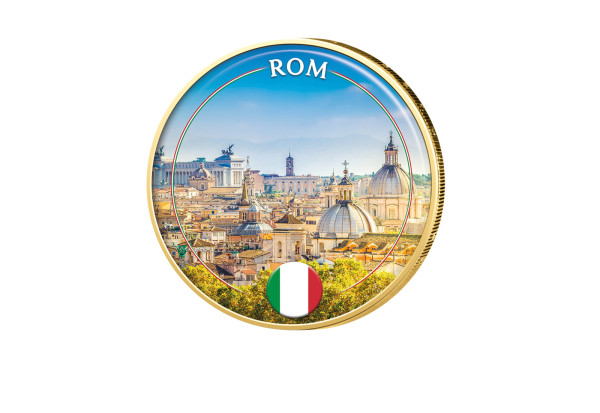 2 Euro vergoldet mit Farbmotiv Rom - Italien