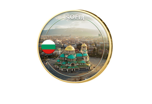 2 Euro vergoldet mit Farbmotiv Sofia - Bulgarien