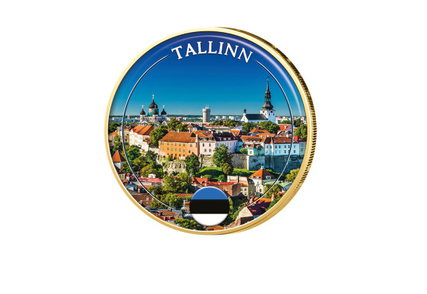 2 Euro vergoldet mit Farbmotiv Helsinki - Finnland