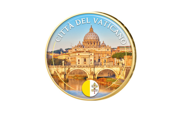 2 Euro vergoldet mit Farbmotiv Città del Vaticano - Vatikan
