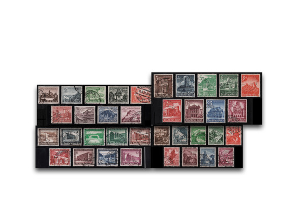 Briefmarken Deutsches Reich Winterhilfe Quartett Bauwerke Michel-Nr. 634-642,675-683,730-738,751-759