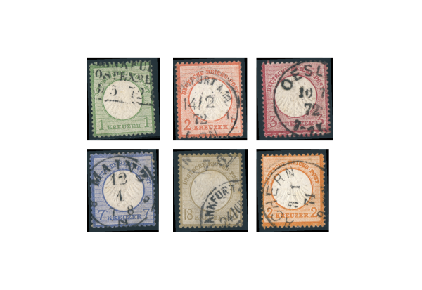 Briefmarken Kleiner Brustschild 7-11 + 15 ** gp.