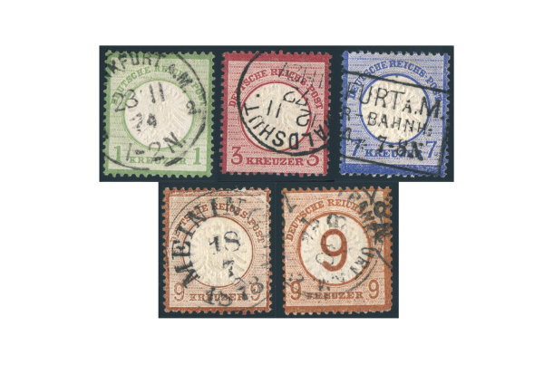 Briefmarke Brustschild 23, 25-27 und 30 gest.
