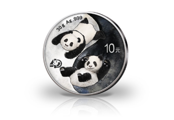 Panda 30 Gramm Silber 2022 China Motiv Yin Yang veredelt mit Farbapplikation