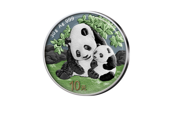 Panda 30 Gramm Silber 2024 China mit Farbapplikation