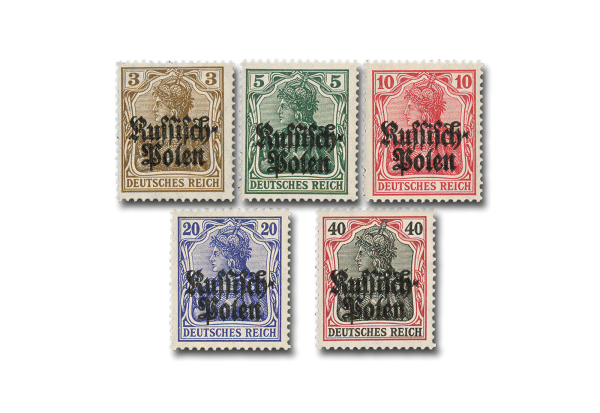 Briefmarken Deutsche Post Polen Dt.Besetzung-1.Weltkrieg 1/5 gest.