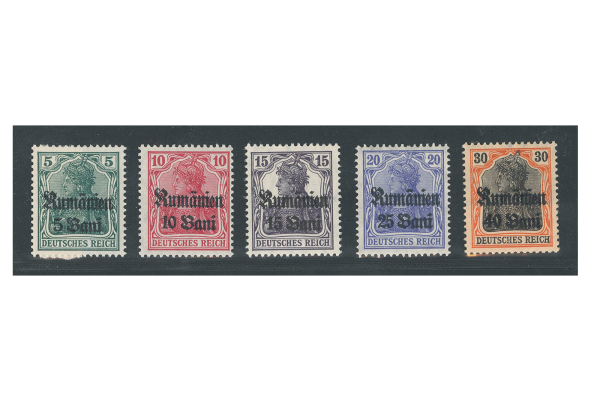 Briefmarke Rumänien Dt. Besetzung I. Weltkrieg MiNr.: 8-12 gest.