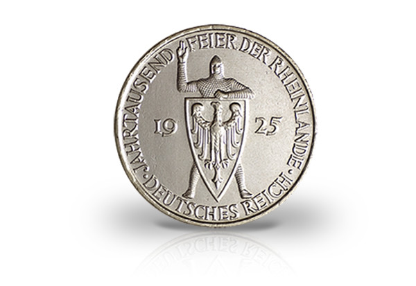 5 Reichsmark Silbermünze 1925 Weimarer Republik Jahrtausendfeier Rheinlande Jaeger-Nr. 322