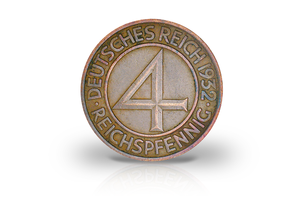 4 Pfennig 1932 Weimarer Republik Brüningtaler Prägestätte unserer Wahl Jaeger-Nr. 315