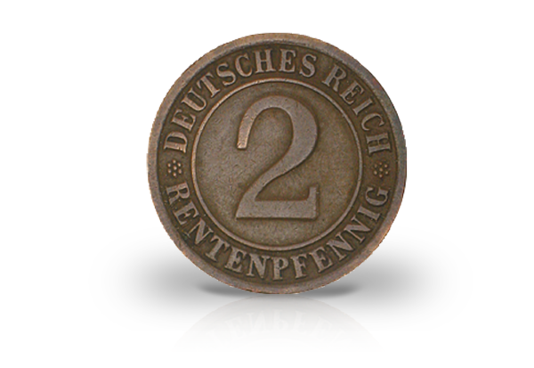 2 Rentenpfennig 1923-1924 Weimarer Republik Jaeger-Nr. 307