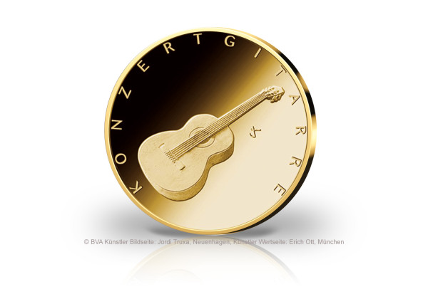 50 Euro Goldmünze 2022 Deutschland Konzertgitarre Prägestätte D