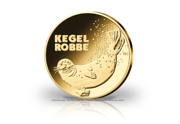 20 Euro Goldmünze 2022 Deutschland Kegelrobbe Prägestätte F
