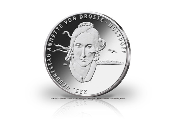 20 Euro Silbermünze 2022 Deutschland 225. Geburtstag Annette von Droste-Hülshoff st