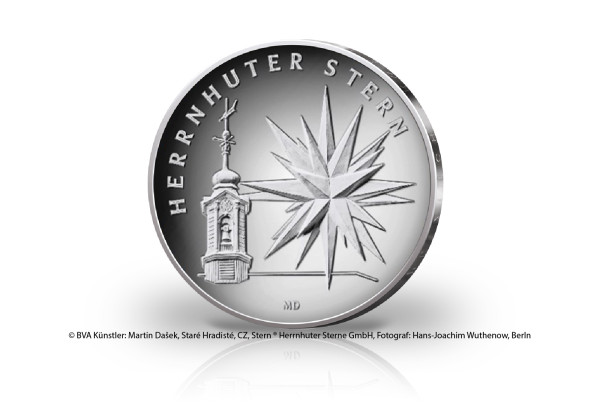25 Euro Silbermünze 2022 Deutschland Weihnachten Herrnhuter Stern st