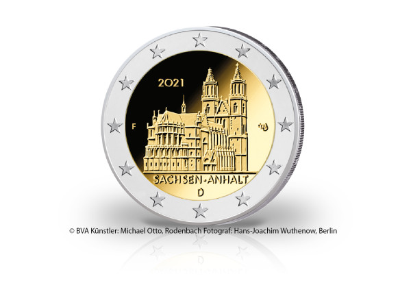 2 Euro 2021 Deutschland Sachsen-Anhalt Magdeburger Dom Prägestätte F