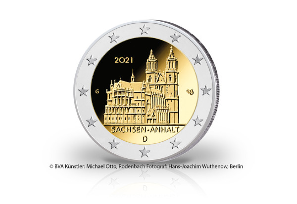 2 Euro 2021 Deutschland Sachsen-Anhalt Magdeburger Dom Prägestätte G