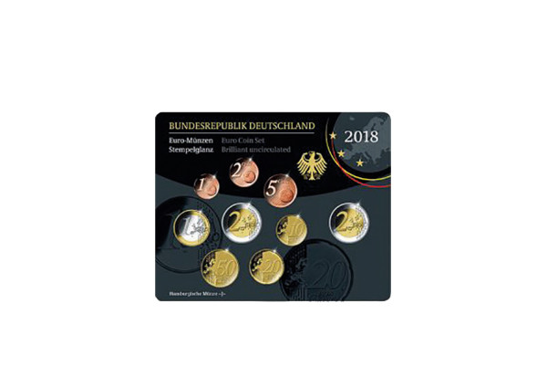 Kursmünzensätze 2018 Deutschland st Prägestätte A-J