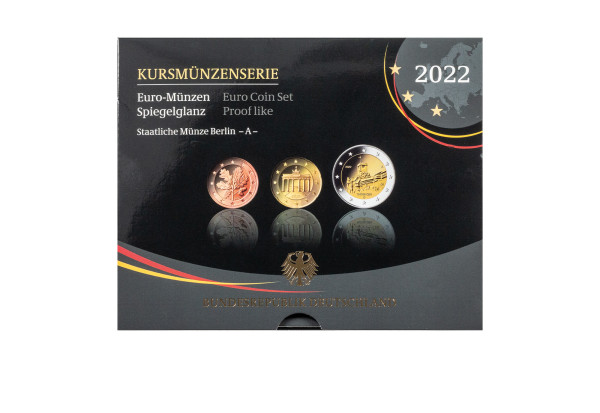 Kursmünzensatz 2022 Deutschland PP Prägestätte A-J im Blister
